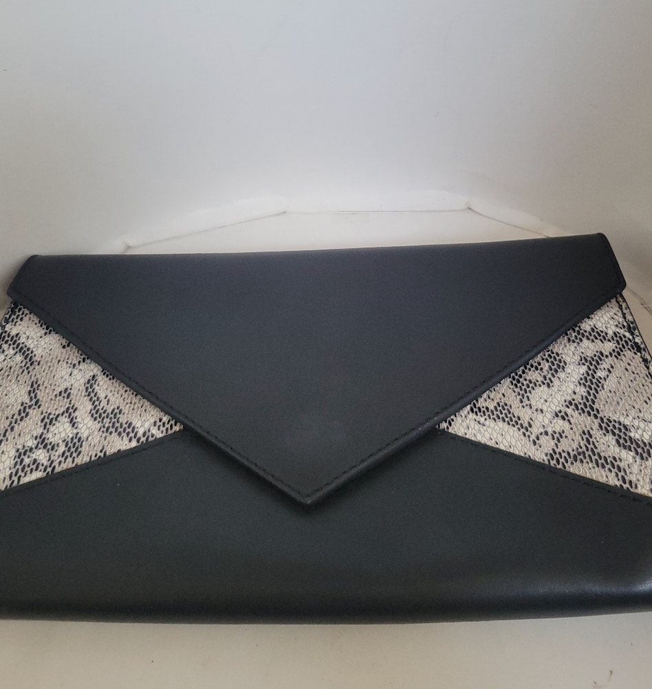 Able Womens Python Black Leather Clutch Purse - image 1